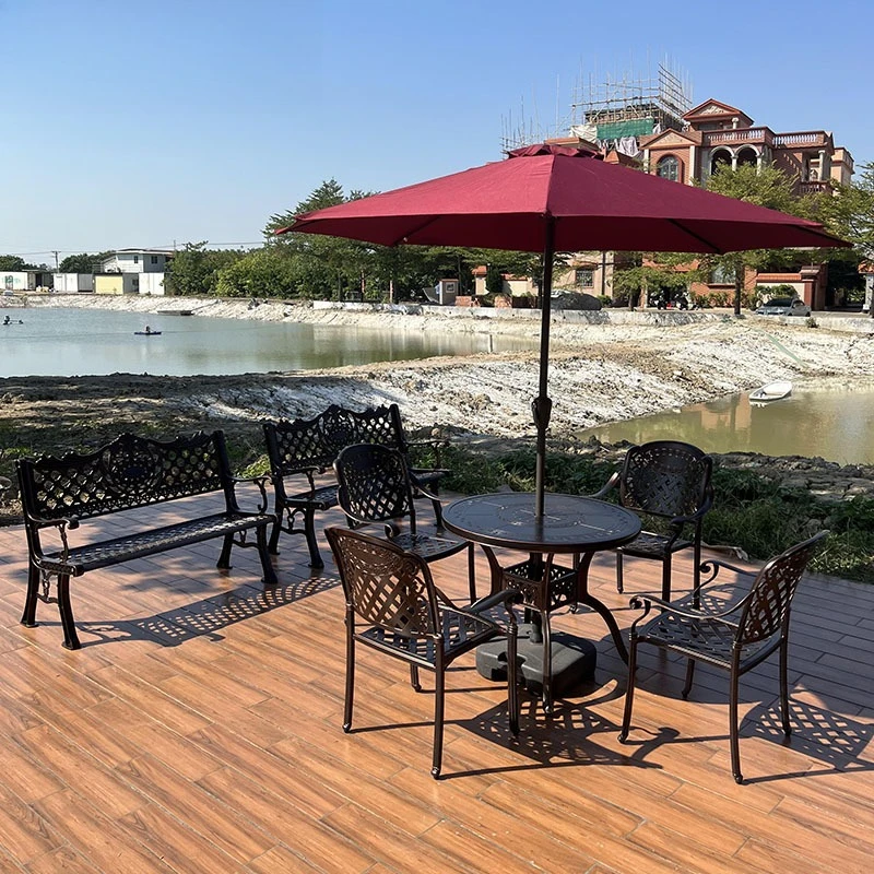 

Outdoor cast aluminum three-five-piece set of tables and chairs Outdoor open-air balcony Garden courtyard Waterproof wrought