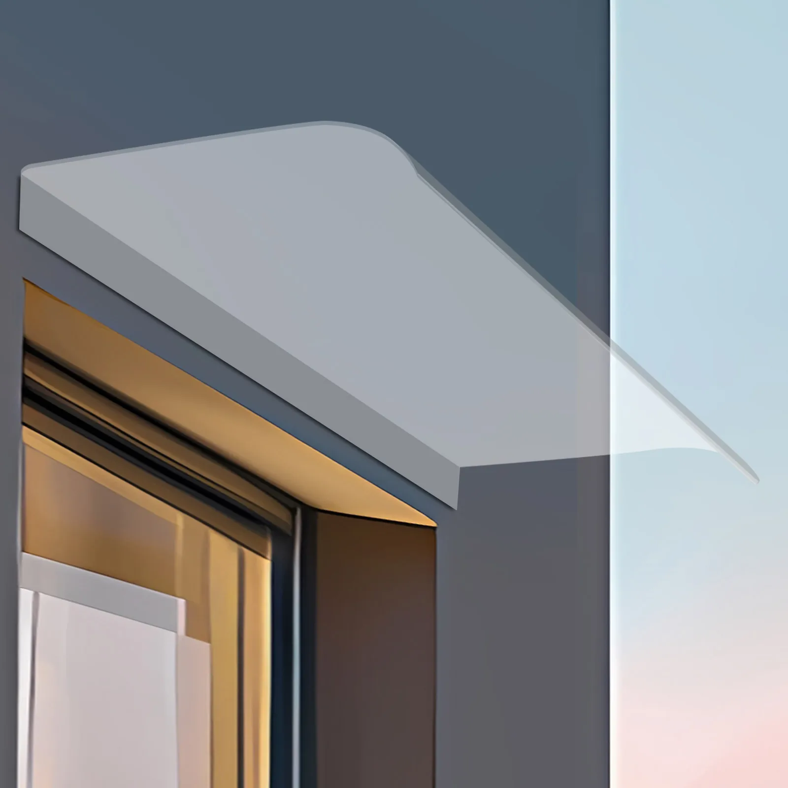 مظلة شفافة للنافذة الخارجية، مأوى مطر مثبت على الحائط مقاس 50 × 80 سم، غطاء حماية للباب بسمك 3.5 مم أو منزل خارجي #4