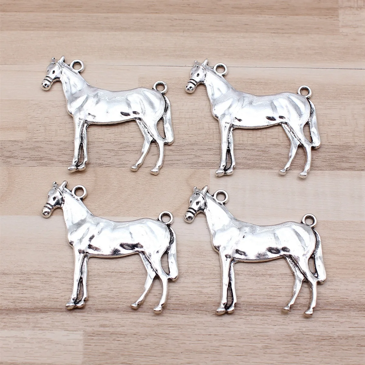 IFOCUS 4pcs/Lot Steed Horse Charms For DIY Jewelry Making Zinc Alloy 41x41mm/1.61x1.61inch