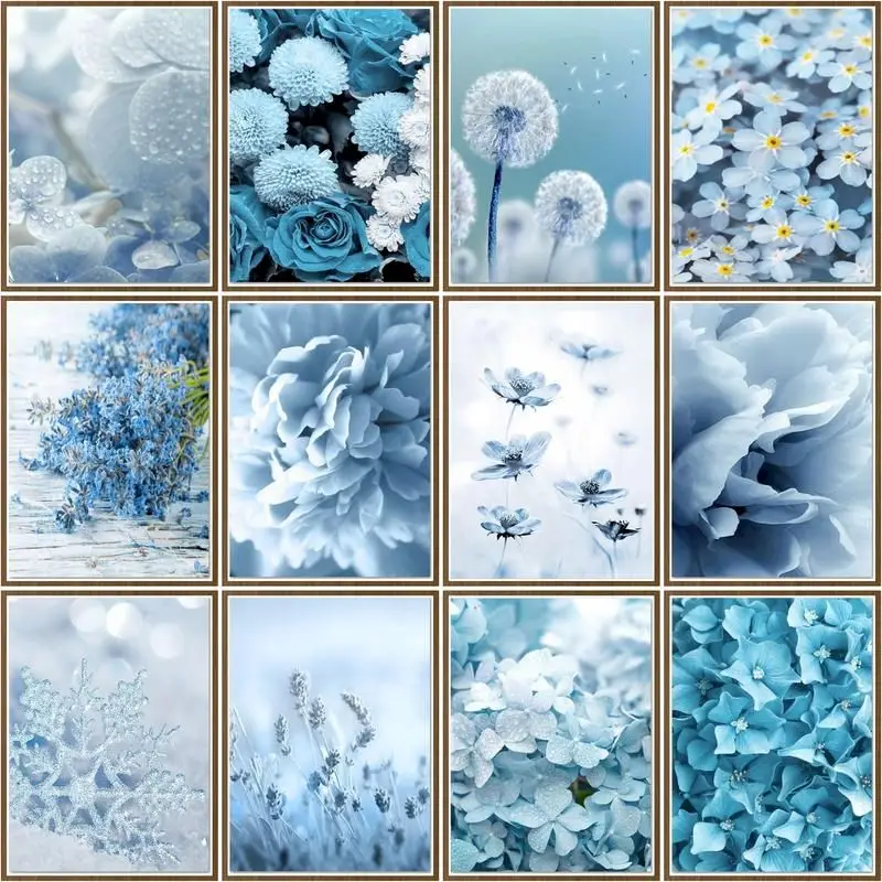 

CHENISTORY Coloring By Number Blue Flower Kits Diy Oil Painting By Number Drawing On Canvas Handpainted Home Decoration
