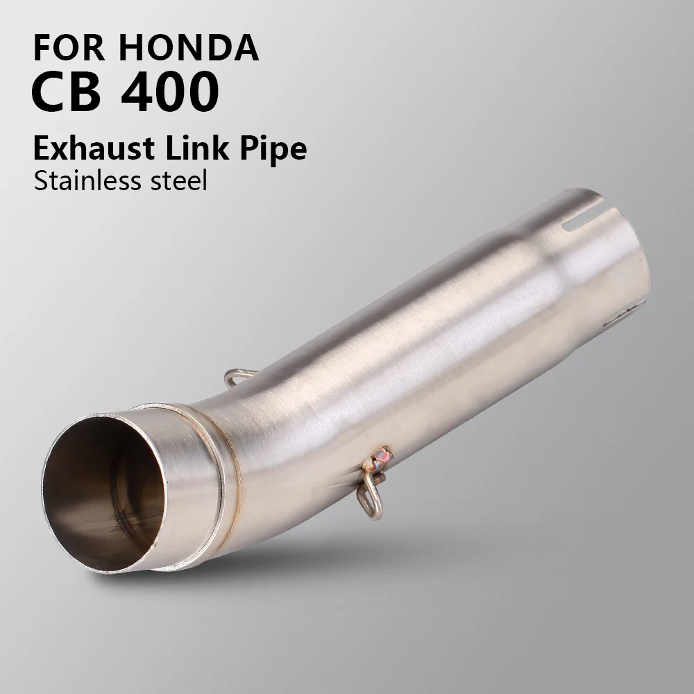 Tubo de ligação intermediária para escapamento de motocicleta, interface inoxidável 51mm, seção intermediária de escape para honda cb400 cb 400 2008-2017