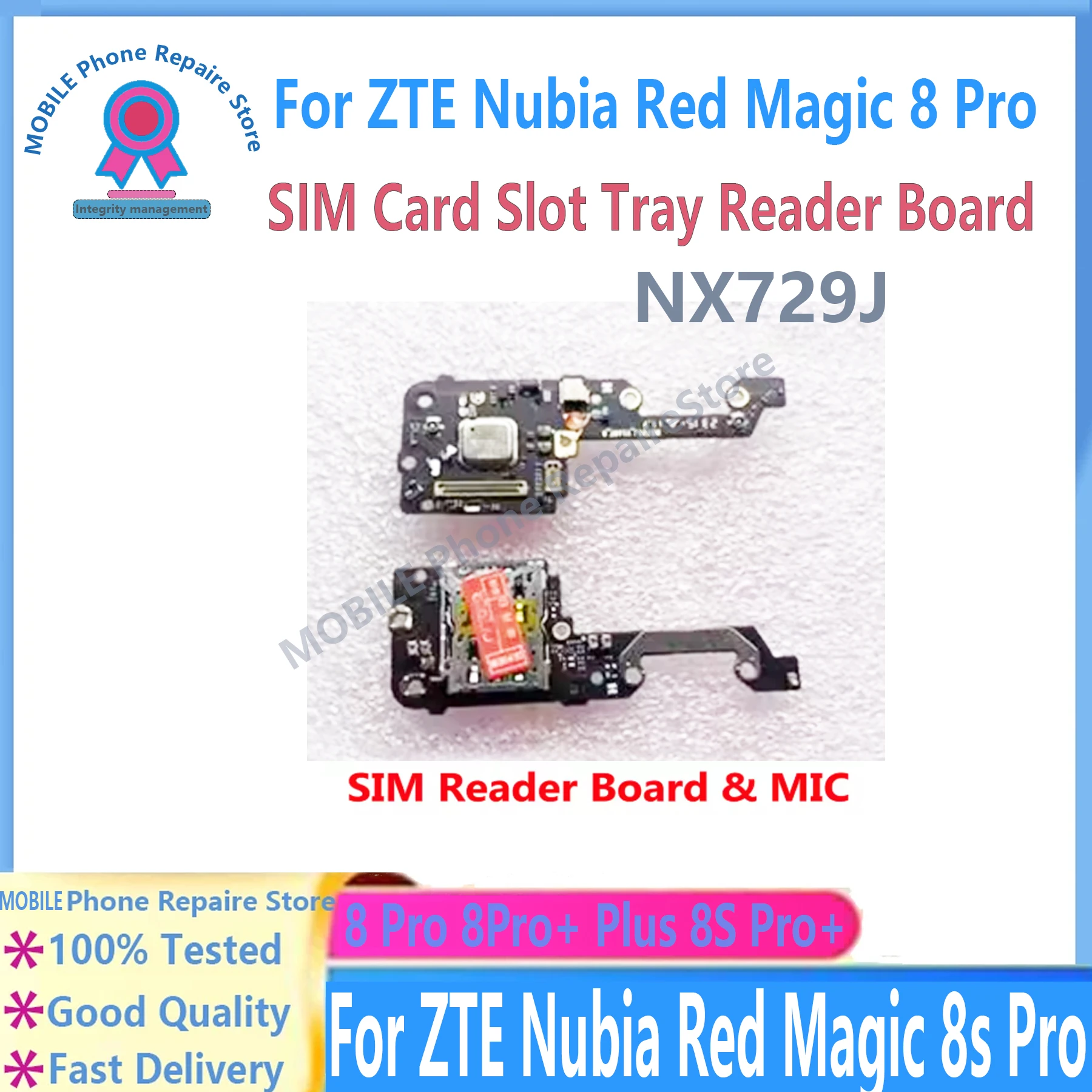 

Original MIC Microphone Board SIM Card Slot Tray Holder For ZTE Nubia Red Magic 8 8S Pro NX729J 8 Pro+ Plus Phone Flex Cable Par