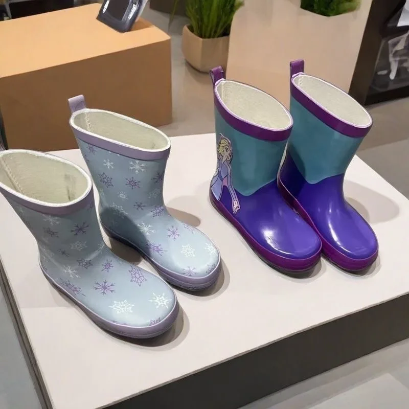 

New Disney cartoon kids frozen Rain Boots Student Children's Fashion Non-Slip shoes