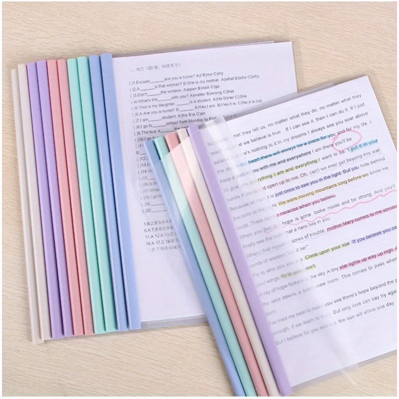 

10 Pcs Thickened Transparent Office Document Storage Folder A4 File Folder Pull Rod Paper Clip Organizer For Business Supplies