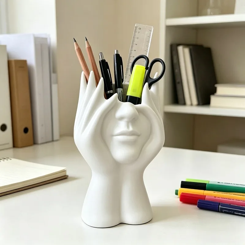 Creative Human Body Art Pen Holder -Multifunctional Desk Organizer for Makeup Brushes & Office Supplies,Unique Sculpture Storage
