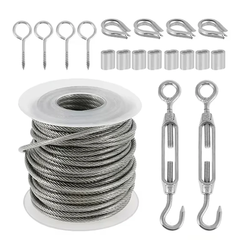 A67P-15M الفولاذ المقاوم للصدأ كابل حبل أطقم الثقيلة حديقة سلك كابل شرفة درابزين مزرعة سياج خيمة لفة 304 بولي كلوريد الفينيل المغلفة #4