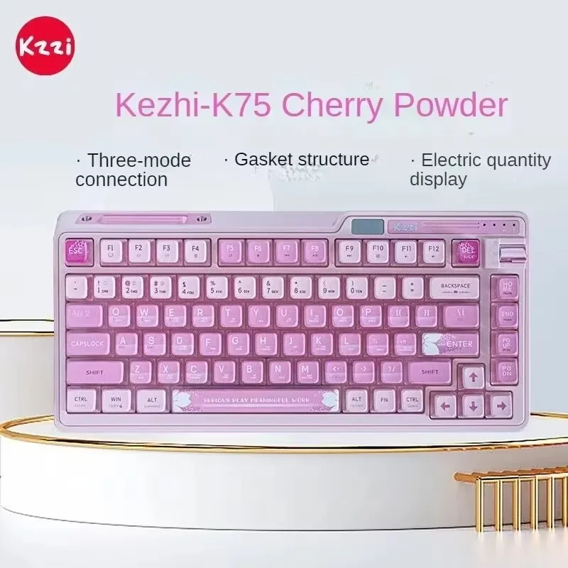 KZZI K75 Wireless Mechanical Keyboard Colorful Gasket RGB 75%Layout 82keys Jelly Key Cap Grey Green Keyboard Hot-Swap Macro