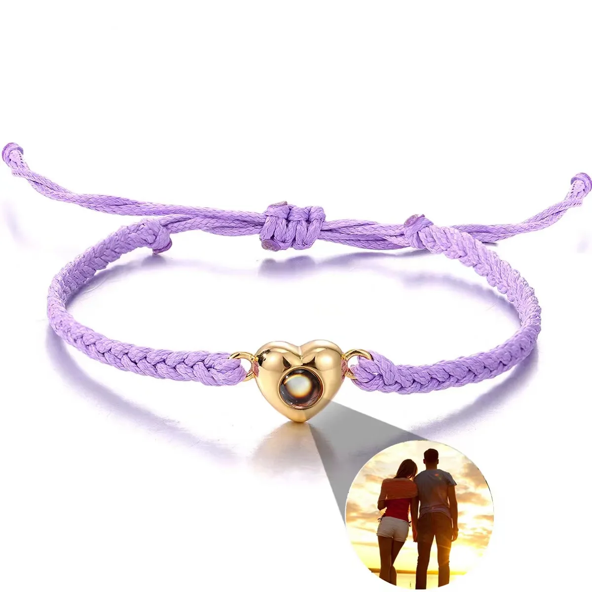 New Heart-Shaped Projection Bracelets for Couples, 100 Kinds of I Love You, Customized Colorful Photos for Men and Women, Christmas Commemorative Couple Gifts