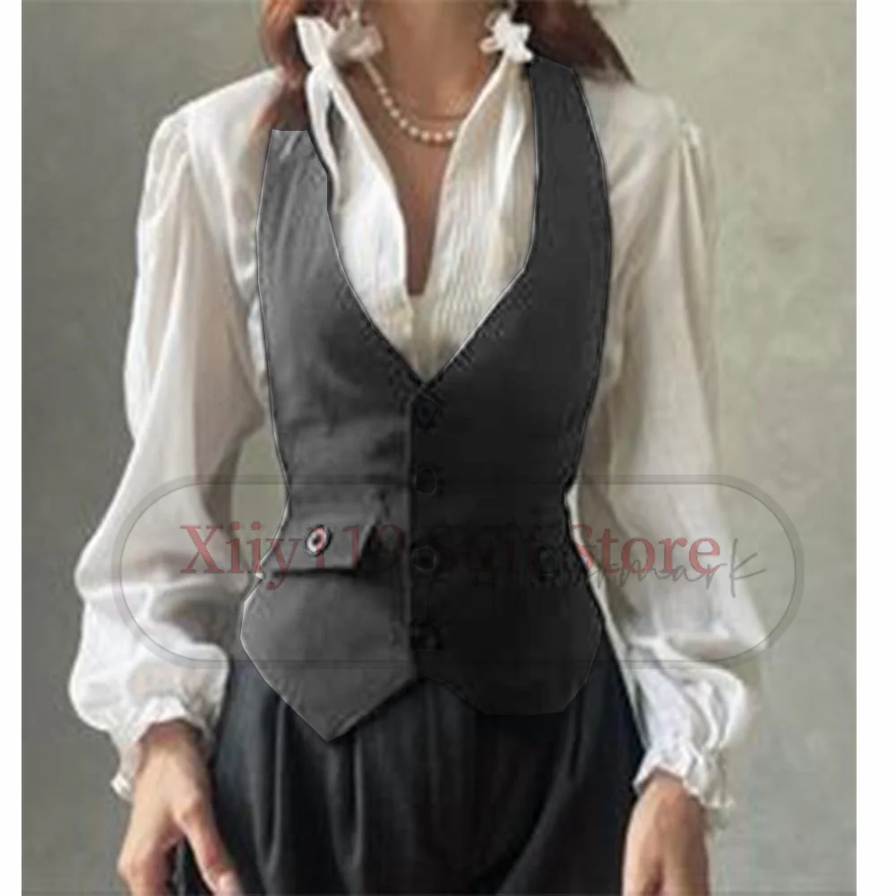 Women\'s serge  Tweed Waistcoat Slim Fit V-Neck Dressy Suit Vest  Casual Formal Business Vest for women  Vintage Waistcoat