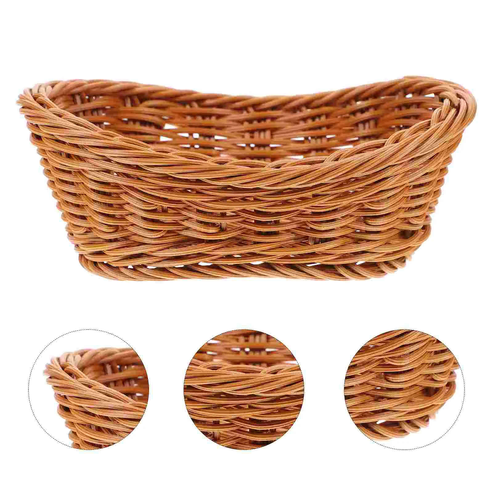 

Woven Basket Stable Party Bread Household Fruit Container Plastic Tabletop Fruits Kitchen Food Serving Holder Snack Storage