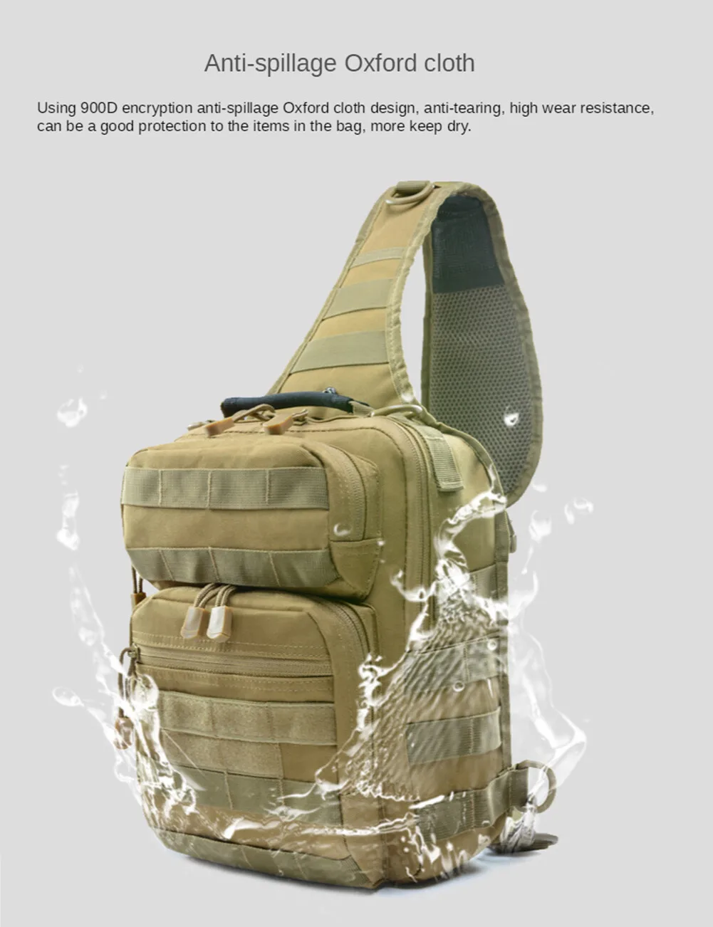 Men's Tactical Sling Shoulder Bag Molle Backpack Outdoor Hiking Travel Chest Pack Cross Body Sport Pouch Day Pack