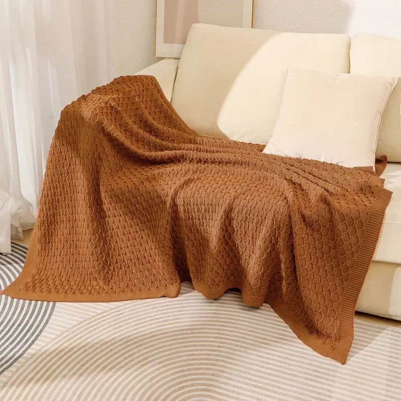 

Soft Knitted Blanket Solid Color Blanket For Bed Travel Sofa Versatile Shawl Blanket for Outdoor and Indoor Activities Wholesale