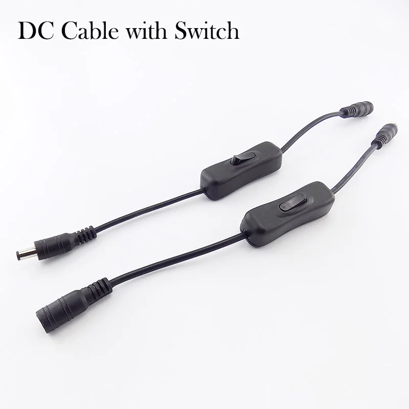 

DC 5-24V DC Power Switch 5.5*2.1mm DC Power Connector Male Plug To Female Adapter Cable Wire Black CCTV Accessories