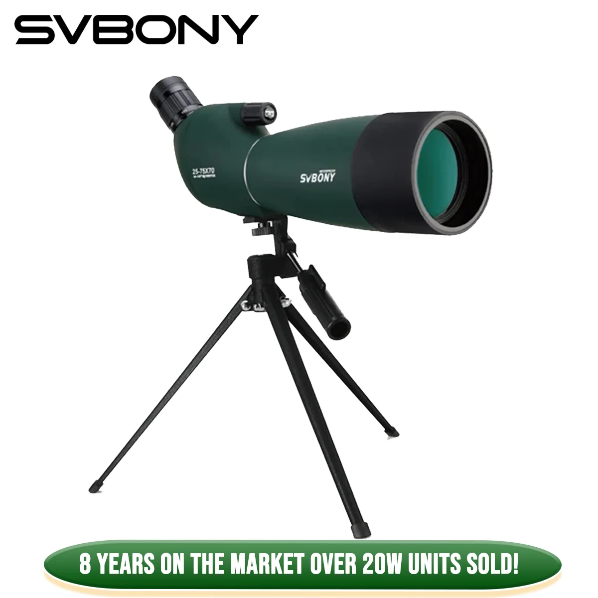 Svbony sv28 50/60/70/80mm luneta zoom poderoso com tripé à prova d'água, equipamento de acampamento, tiro ao alvo, observação de pássaros