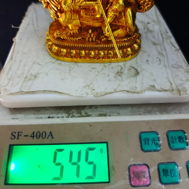 Vintage Gilt Copper Carving Treasure King Buddha Statue Home Buddhist Hall Living Room Desktop Ornaments Crafts Gifts