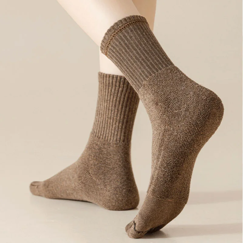 5 Pairs Women Toe Socks Thick Winter Cotton Solid Loose Breathable Warm Floor Sleeping Terry Against Cold Snow Five Finger Socks image 4