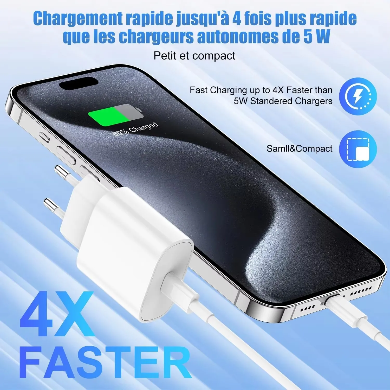 20W PD Fast Wall Charger for iPhone 16 15 14 Plus 13 12 11 Pro Max X XR XS 8 Quick Charging EU US USB-C Chargers With Retail Box - náhled 4
