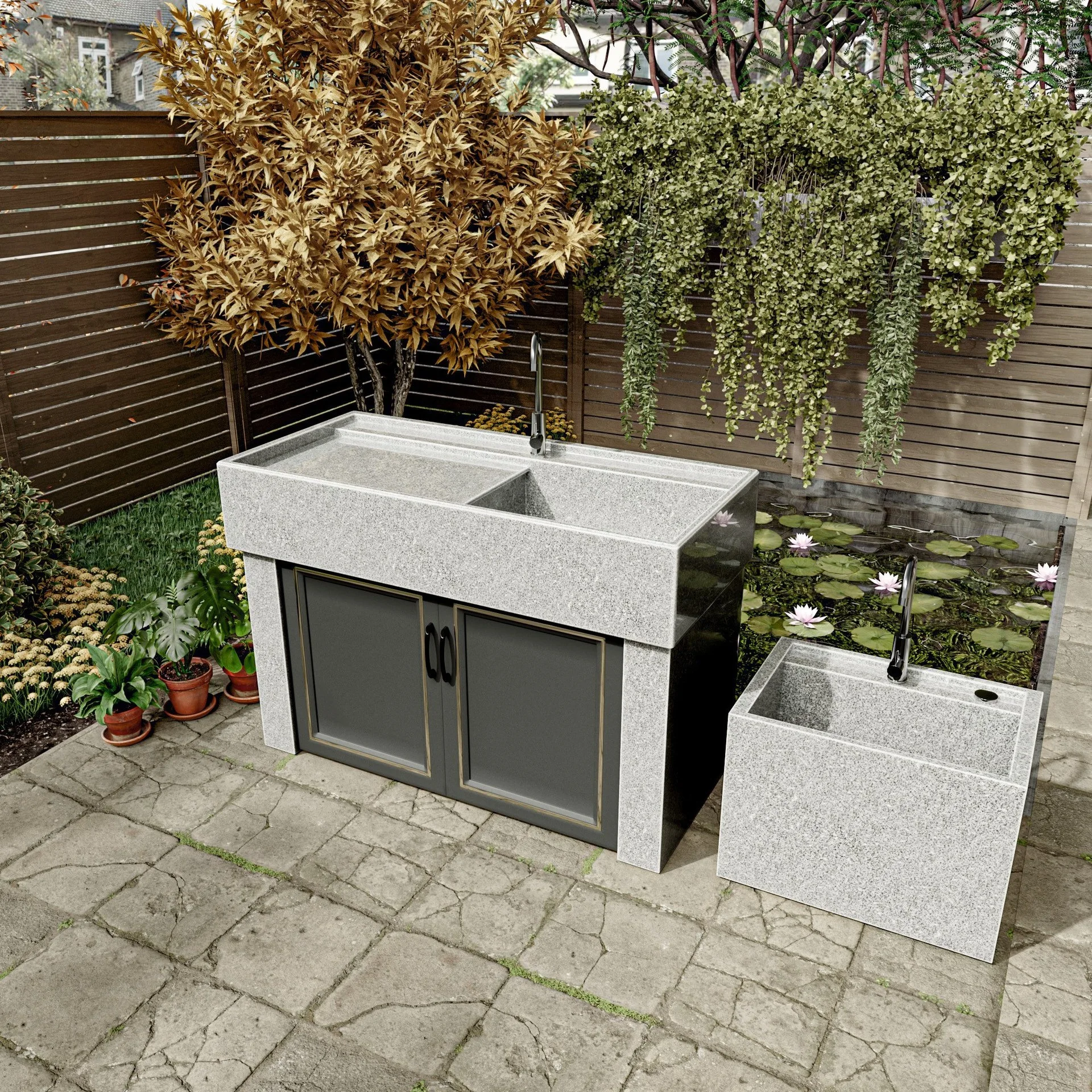Outdoor granite sink Outdoor balcony Stone splicing sink Marble vegetable basin