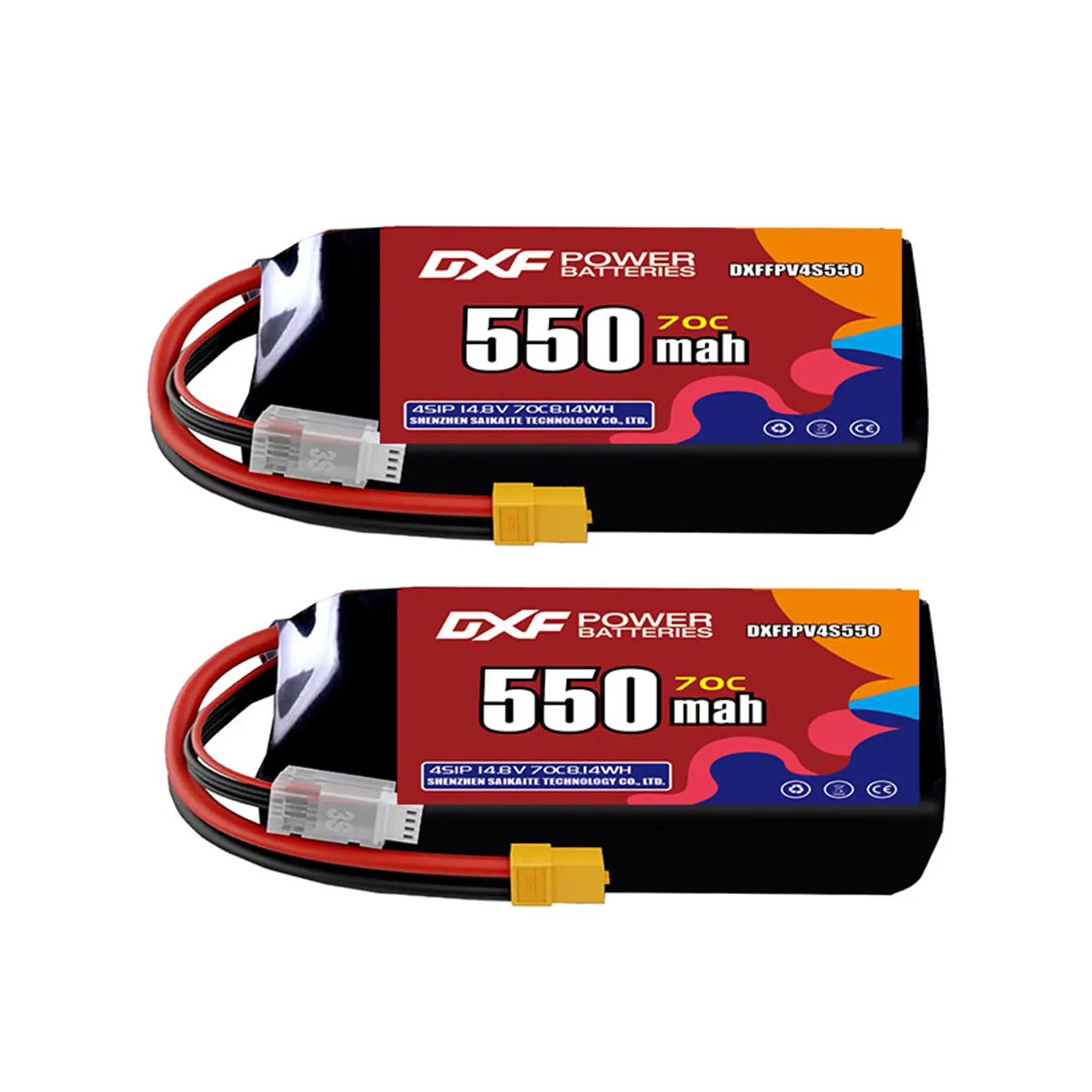 

DXF Lipo 4S Battery 14.8V 550mAh 70C with XT30 XT60 JST Plug For Airplane RC Helicopter Quadcopter FPV Racing Drone Spare Parts