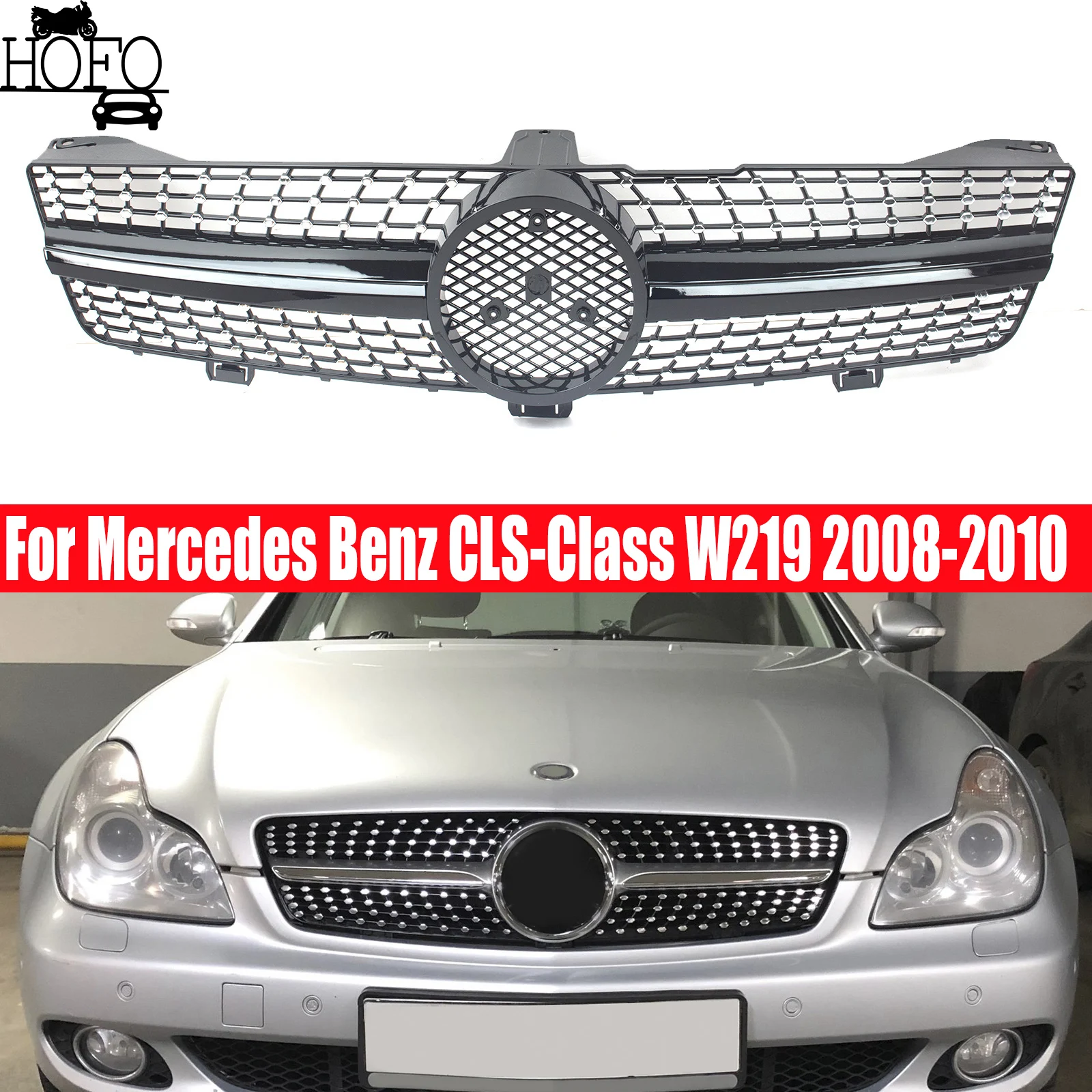 

For Mercedes Benz CLS-Class W219 Diamond Style Front Grille Racing Grill Mesh Tuning Accessories 2008-2010 2009