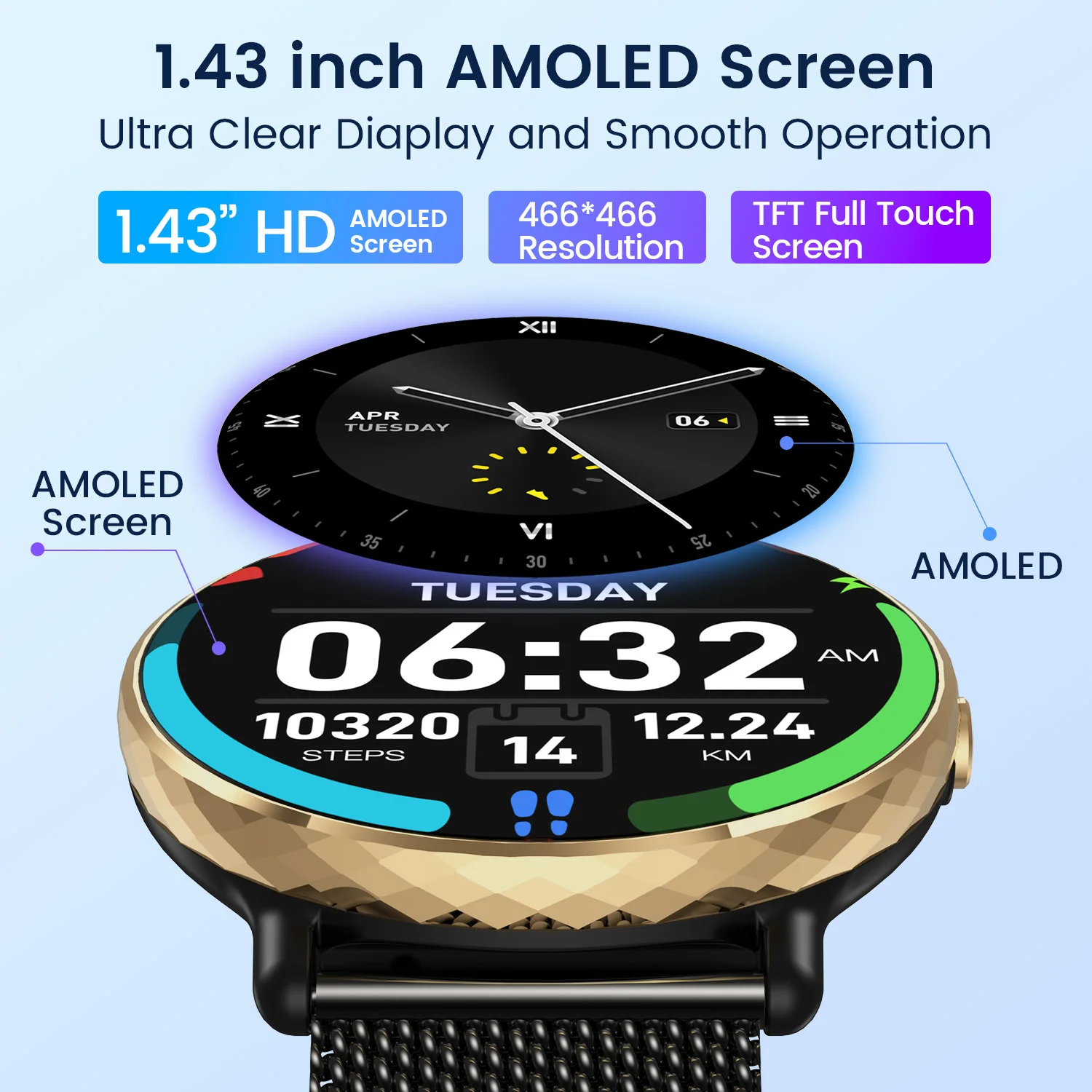 Smart Watch man AMOLED Full screen touch Sports Tracker 100+ Exercise Modes wireless Call watch with Android/IOS new year gifts