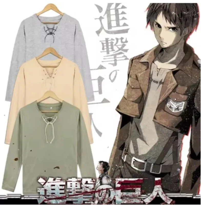 

XT8Anime Attack on Titan Eren Jaeger Mikasa Ackerman T-shirt Cosplay Costume Long Sleeve T Shirt Training Streetwear UnisexXT6@!