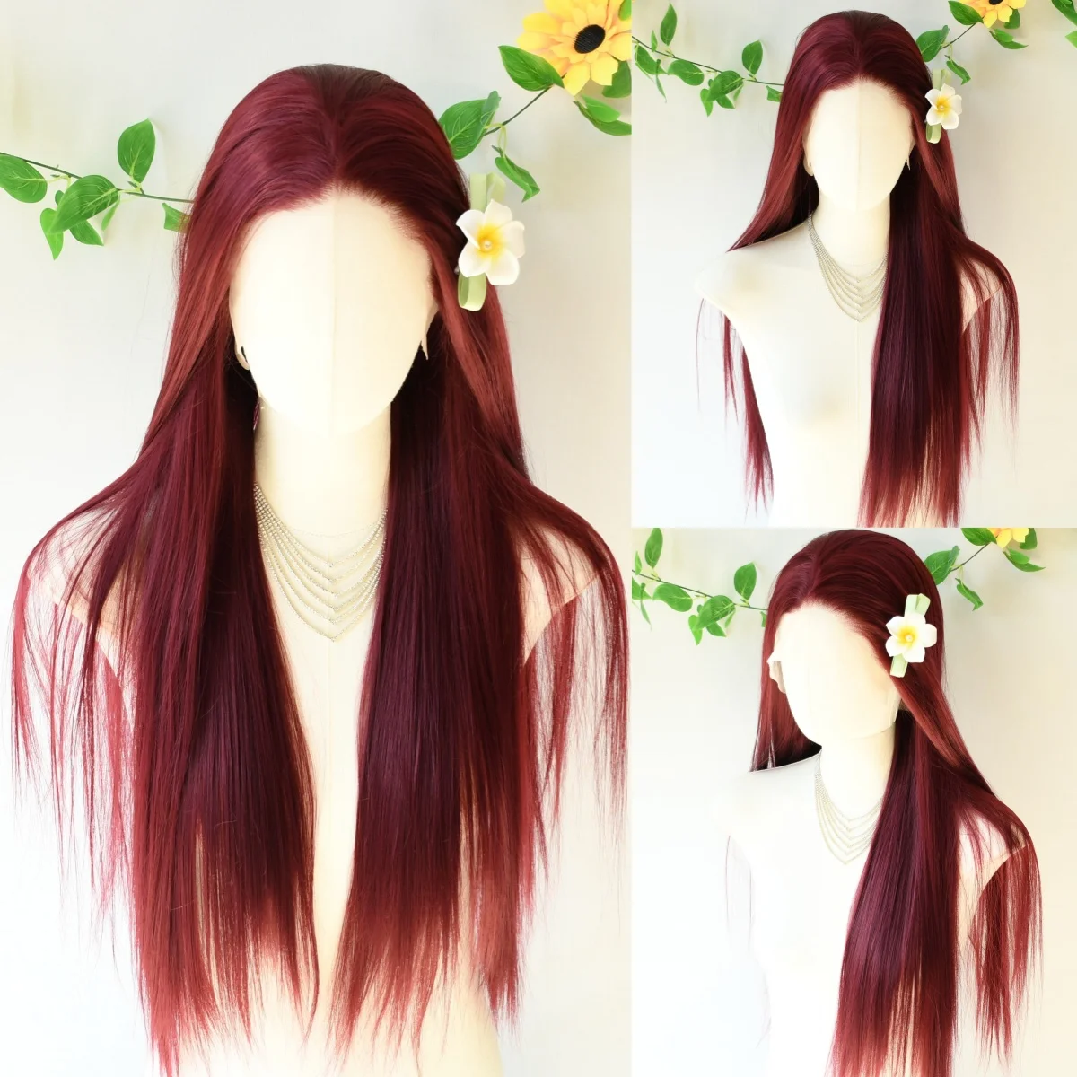 بورجوندي الأحمر شعر مستعار العظام مستقيم الدانتيل الباروكة الأمامية 99J اللون 13X4 HD شفافة قبل قطعها غلويليس الاصطناعية تأثيري للبيع