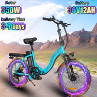 E-bike SAMEBIKE CY20 350W Brushless Motor 36V12AH Lithium Battery Electric Bike Folding 20-inch Tire 7 Speed Electric Bicycle