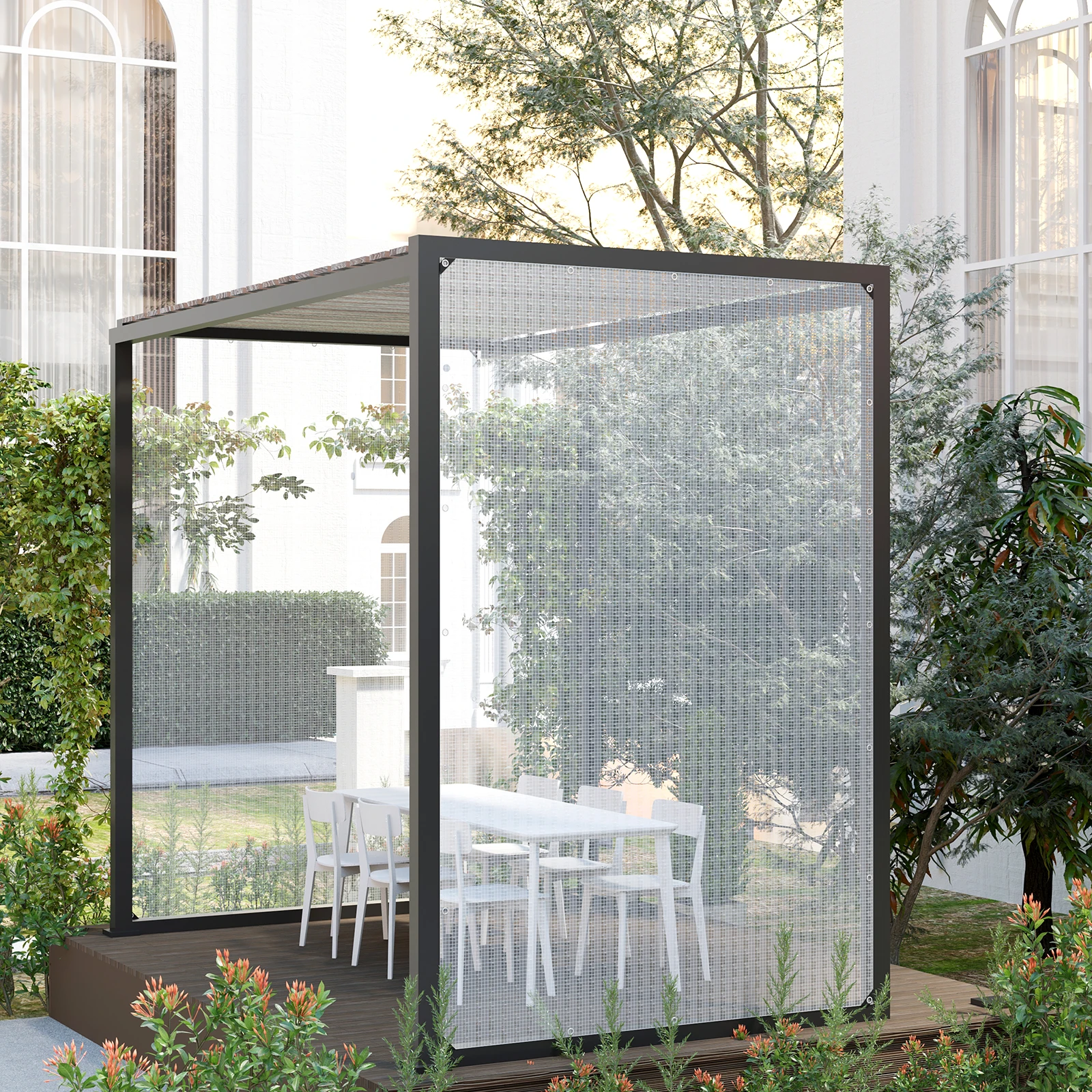 WOLTU UV-beständige, wasserdichte Stoffplane, reißfeste Schutz-Sonnensegel für Gartenmöbel, Trampolin, Feuerholz – Detail 12