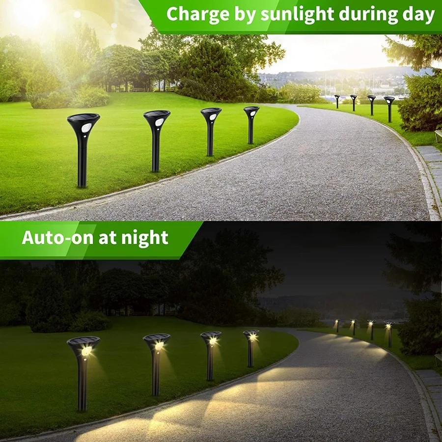 Caminho solar lighs led movido a energia solar luz do jardim 2 modo max 120h iluminação à prova dwaterproof água sensor solar lâmpada ao ar livre para quintal pátio