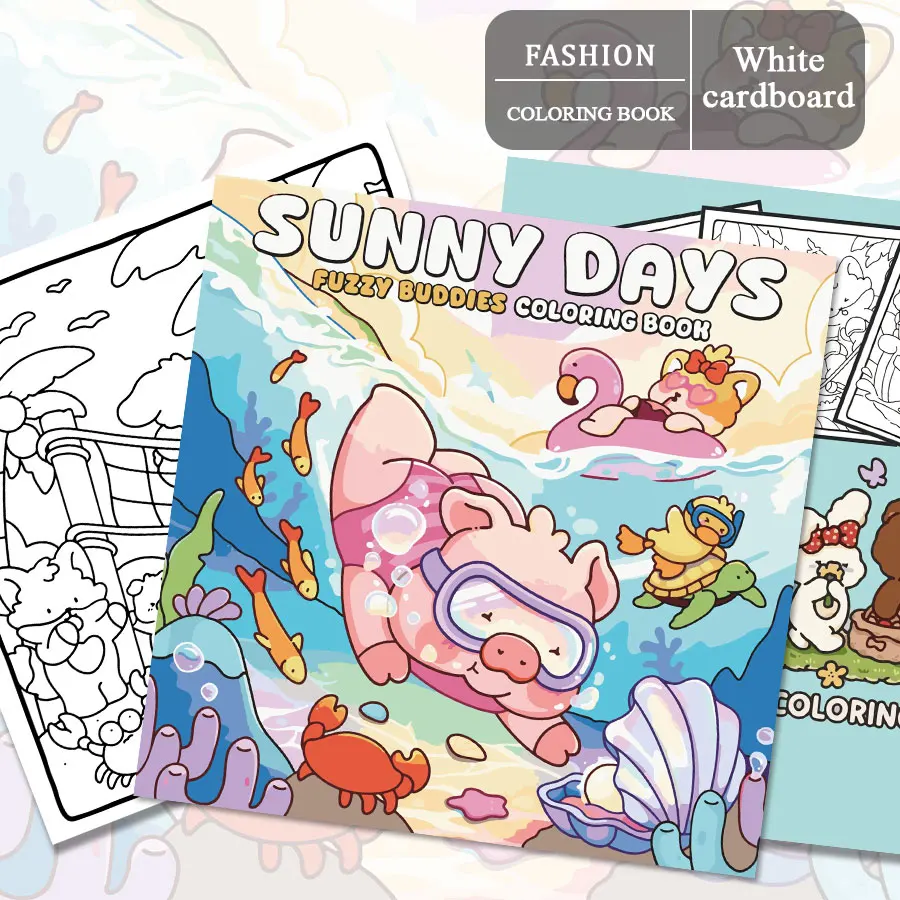 Summer Fun Coloring Books, Vibrant Scenes, Easy Coloring, For Home Parent - Child DIY, Relax, Unwind, Boost Creativity