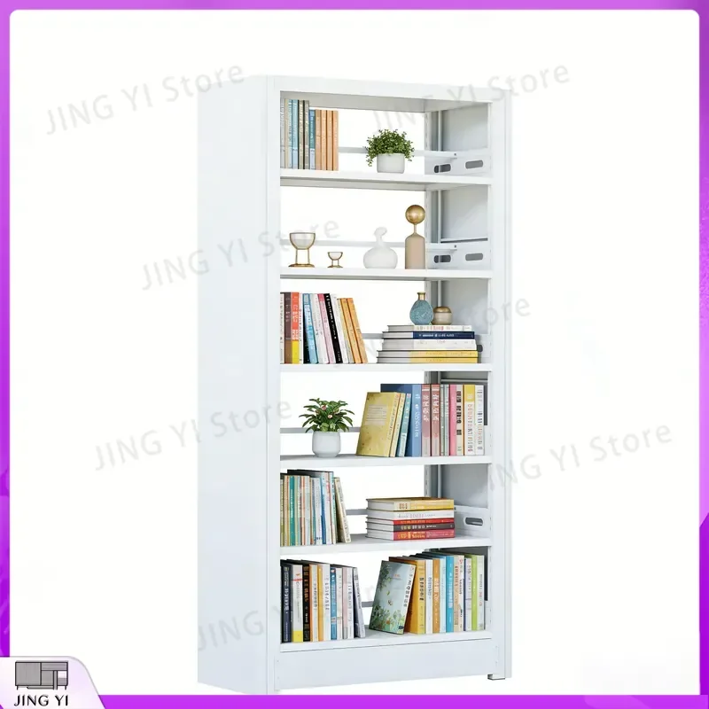 Steel Bookshelf for School Library Metal Display Shelf Heavy Duty Powder Coated Bookcase White Office Storage Rack Lab
