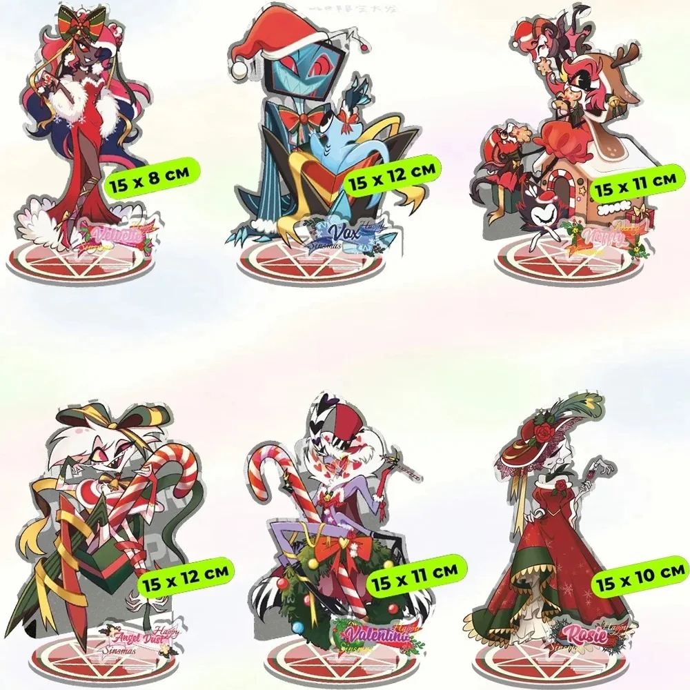 

For Hazbin Hotel Niffty Velvet Vox Angel Dust Valentino Husk Adam The Exorcist Alastor 15cm Acrylic Stand Anime Desktop Ornament
