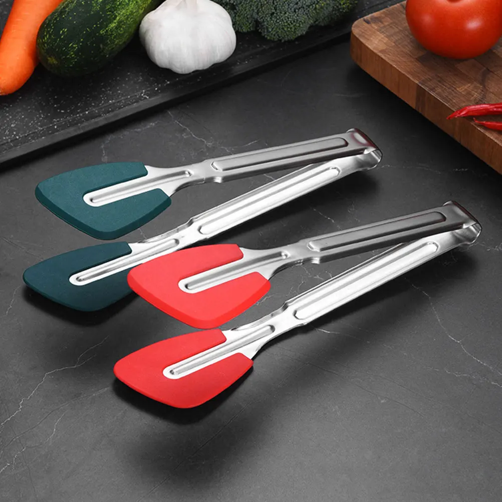 

Stainless Steel Food Tongs Kitchen Steak Grilling Cooking Utensils Fried Clips for Meat Serving Green Clamps