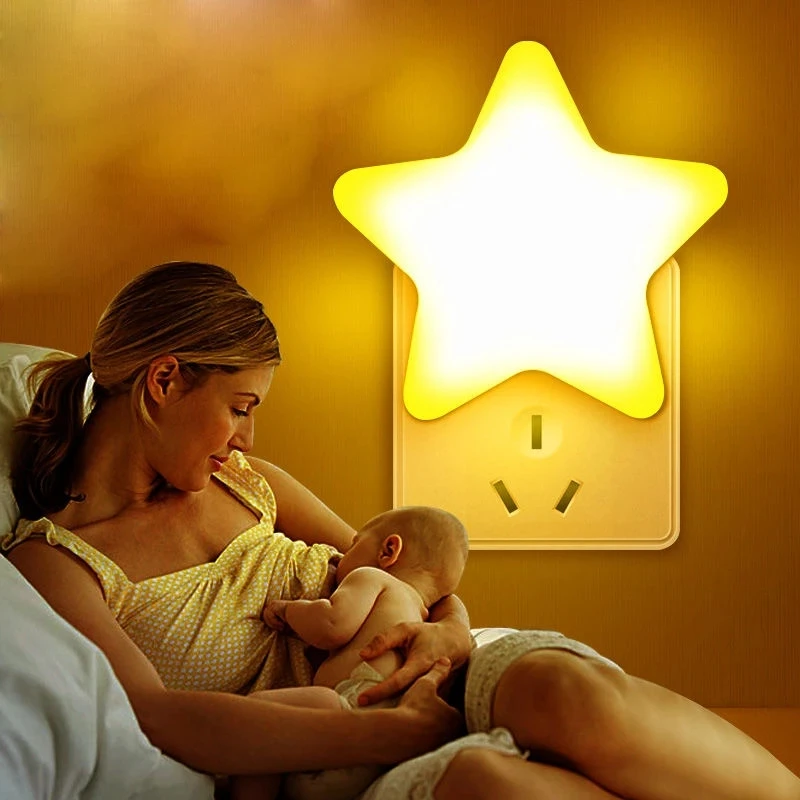 Luces LED de noche de estrellas, lámpara de noche con enchufe europeo/estadounidense, decoración del hogar, dormitorio, mesita de noche, habitación de bebé, sala de estar, iluminación del pasillo