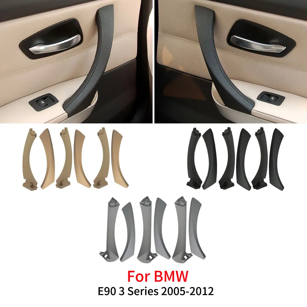 For BMW E90 Car Inner Handle Interior Door Panel Pull Trim Cover Black Beige Gray 6pcs Sets For BMW 3 Series 318 320 323 328 335