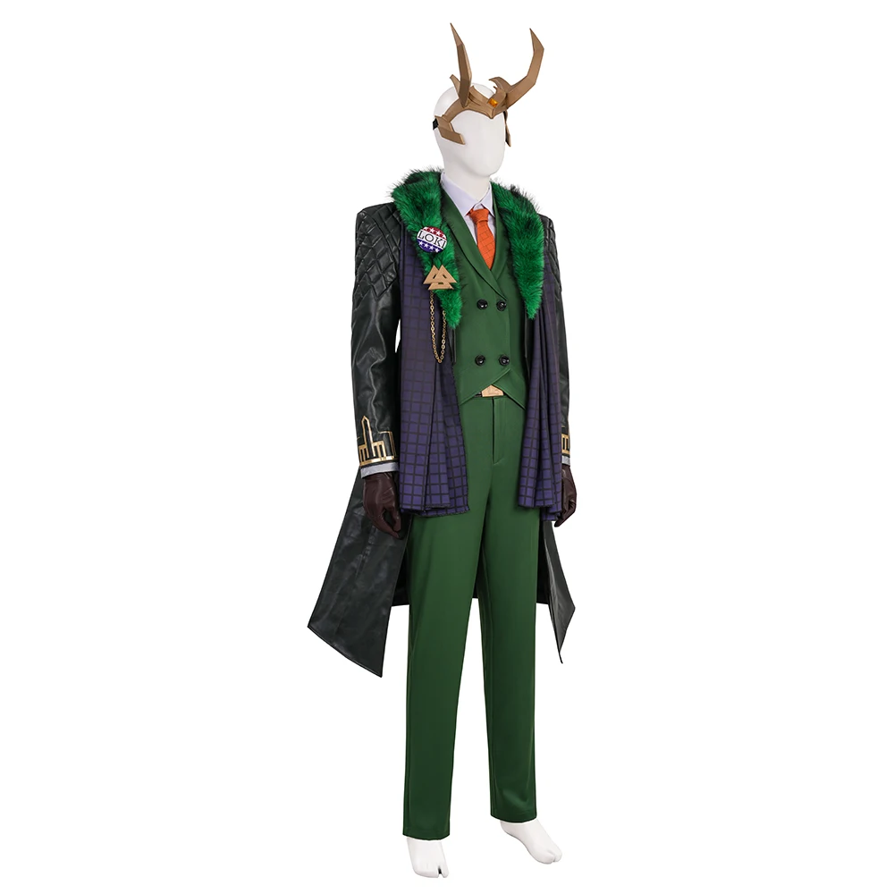 Loki Cosplay Fake President Costume Disguise Rivals Green Battle Suit For Men Fantasia Combat Uniform Halloween Comic Con Outfit