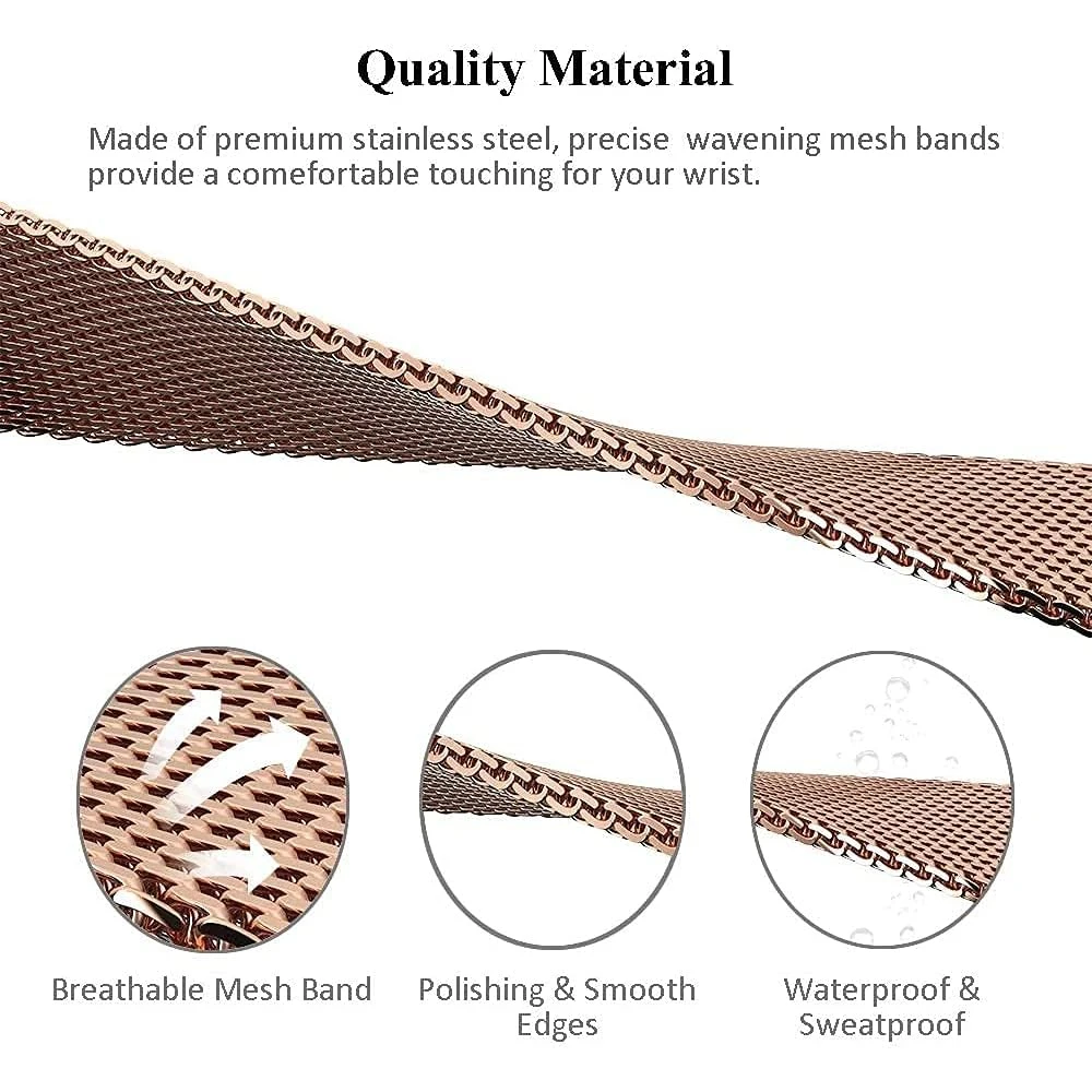 Pasek do zegarka ze stali nierdzewnej Mesh Correa kompatybilny z Xiaomi Mi Band 10 9 8, miękka bransoletka z pętlą do Smart Band 10/9/8