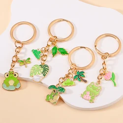 Delicate Enamel Cartoon Frog Charms Keychain Kawaii Animal Keyholder Men Women Bag Wallet Car Key Pendant Keyring Jewelry Gifts