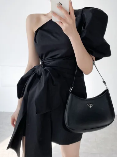 New Design Shoulder Bared  Knot Dress Women's Asymmetrical Korean Style Spring Autumn Winter Casual Online Exclusive