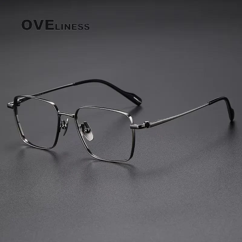 

2026 Vintage Pure Titanium Eyeglasses Frames for Men Square Classic Business Glasses frame male Luxury Brand full Eyewear