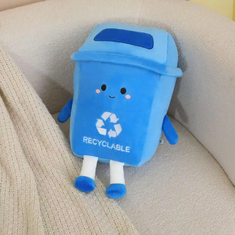 30cm Recyclable Garbage Can Plush Toy Pillow Cartoon Anime Handmade Doll Cute Cushion Home Decor Ideal Children's Birthday Gift