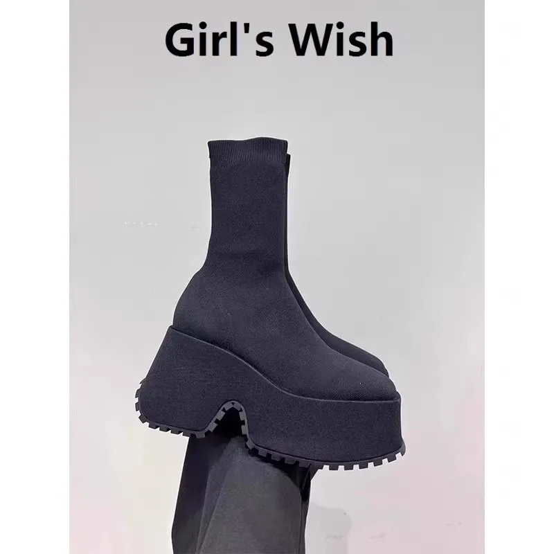 Ankle Super High Heels Chelsea Boots Women Shoes 2024 New Chunky Ladies Shoes Sexy Pumps Platform Goth Motorcycle Snow Boots