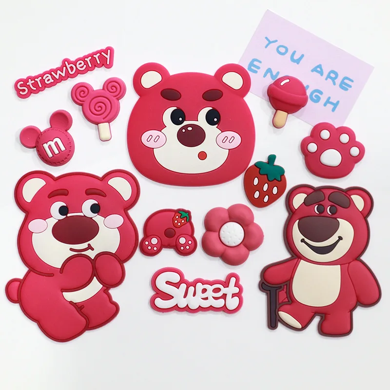 Mischievous Strawberry Bear Shoe Accessories for Clogs Disney Style Lotso Cartoon Sandals Indoor Slippers Christmas Gifts