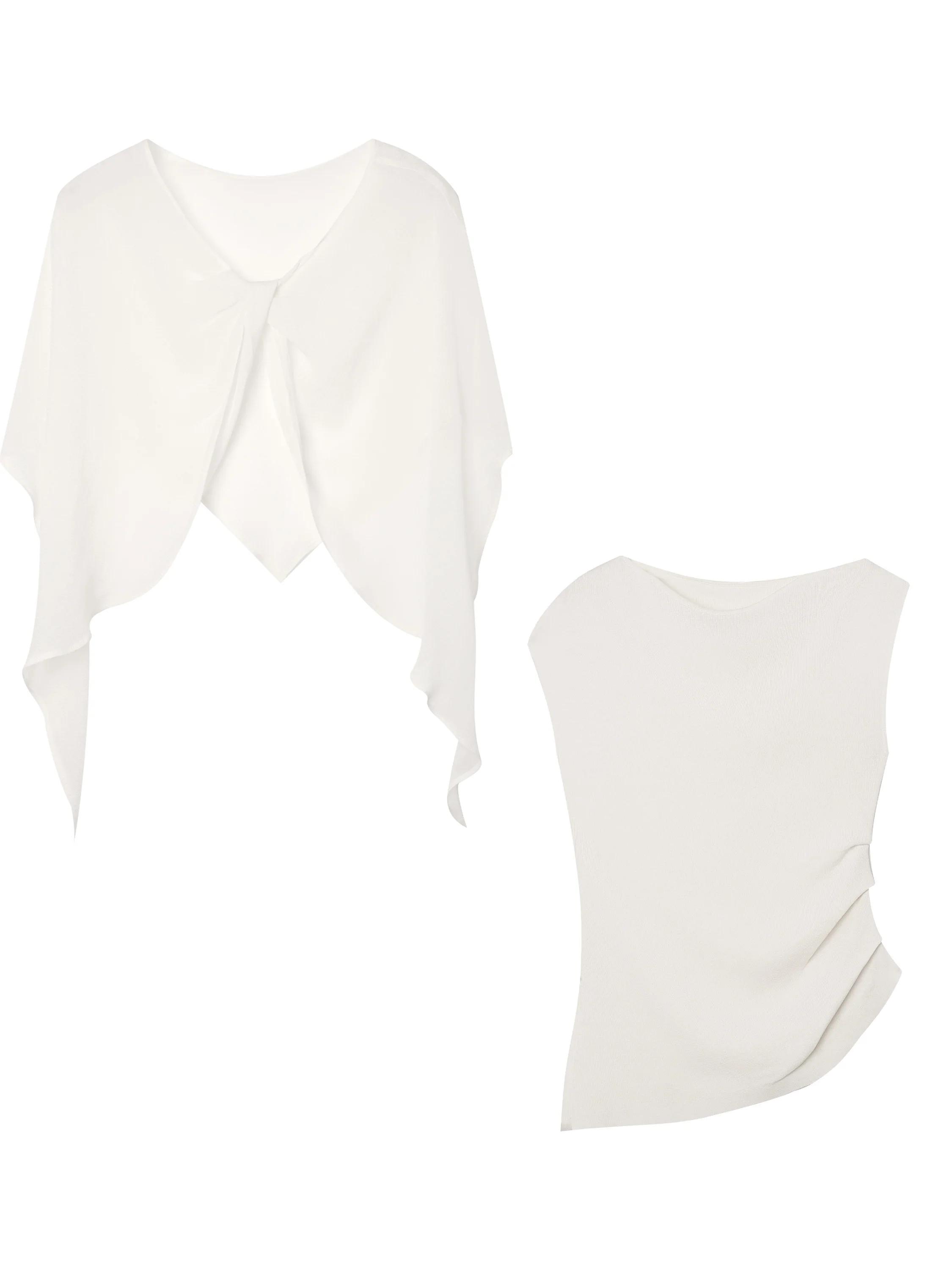 Chic Summer Unique Women's Shoulder Wrap Vest Top round Neck Short Sleeve Loose Fit Nylon And Viscose Blend Fabric T-Shirt