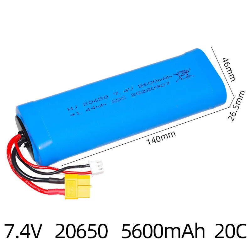 7.4v 5600mAh Rechargeable Battery XT60 Plug for 3818 3889 3809 Toy Tank Model