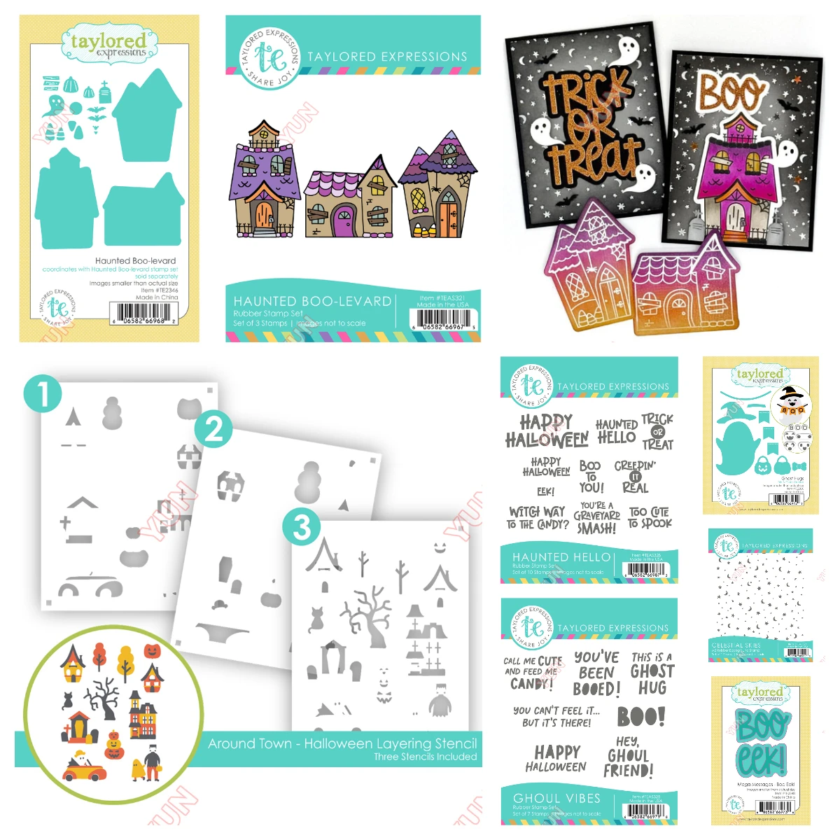 

Dies Stamps Stencils Set Halloween Ghost Hugs Die Clear Stamps Boo Eek Celestial Skies Background DIY Scrapbook Card Carft Gift
