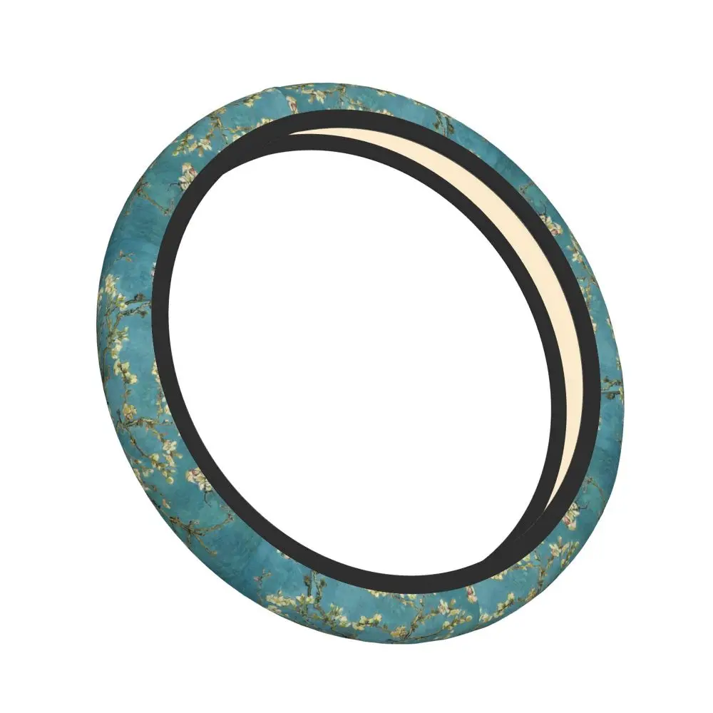 Van Gogh Almond Blossom Green 15 Inch Car Elastic Thickened Steering Wheel Cover Anti Slip Car Cover Fun Steering Wheel