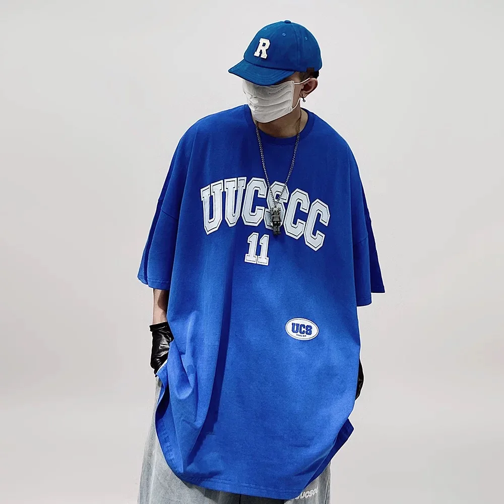 

Summer Short Sleeve T-shirt Men Fashion 3 Colors Oversized T Shirt Men Streetwear Korean Loose Hip Hop O-Neck Tshirt Mens Top