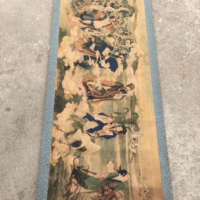 Antique Celebrity Calligraphy and Painting Hand Scroll Eight Immortals Shentong Picture Long Scroll Painting Panoramic Painting